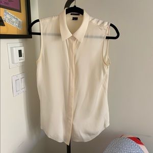 Theory silk white collared tank